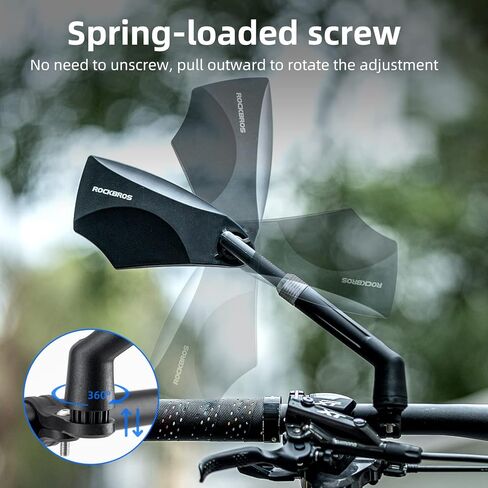 ROCKBROS 2023 Newest Handlebar Bike Mirror Adjustable Safe Rear View Mirror Anti-glare Lens Scratch Resistant Glass Lens 360 Degree Flat Rotation Bike Accessories Suitable For 21-24mm Handlebar in Saudi Arabia
