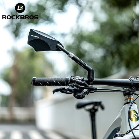 ROCKBROS 2023 Newest Handlebar Bike Mirror Adjustable Safe Rear View Mirror Anti-glare Lens Scratch Resistant Glass Lens 360 Degree Flat Rotation Bike Accessories Suitable For 21-24mm Handlebar in Saudi Arabia