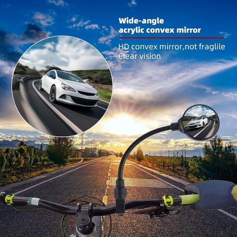2 PCS Bike Mirror, Adjustable Rotatable Rear View Convex Mirror Bicycle Mirrors Handlebars for Mtb, Outdoors, Cycling in Saudi Arabia