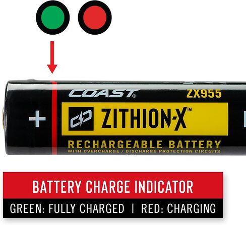 بطارية Coast ZX955 ZITHION-X Li-Ion القابلة لإعادة الشحن لمصابيح LED EAL18، PM300، PM310، وXPH34R، (أسود) in Saudi Arabia