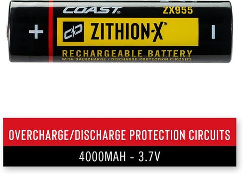 بطارية Coast ZX955 ZITHION-X Li-Ion القابلة لإعادة الشحن لمصابيح LED EAL18، PM300، PM310، وXPH34R، (أسود) in Saudi Arabia