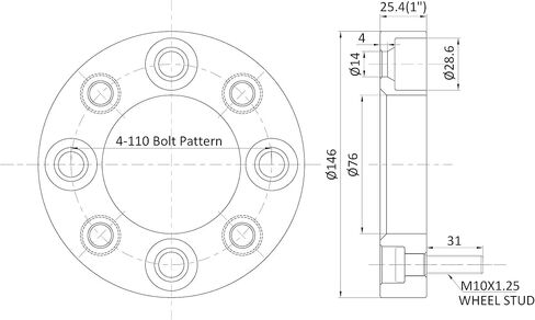 PreeminentMotors 4 قطع فواصل عجلات ATV UTV 4X110 مزورة 1.5 بوصة أو 38 مم مع ترصيع 10 × 1.25 | تجويف محور 76 مم، متوافق مع فواصل Honda سوزوكي ياماها ATV/UTV in Kuwait