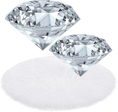 2 Pieces Crystal Diamond Paperweight 60 mm 80 mm Nail Art Hand Rest Pad Nail Backgrounds for Pictures with 12 Inch Artificial Sheepskin Cushion Faux Fur Seat Cover for Photography Wedding Home Decor in Saudi Arabia