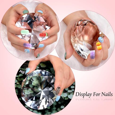 2 Pieces Crystal Diamond Paperweight 60 mm 80 mm Nail Art Hand Rest Pad Nail Backgrounds for Pictures with 12 Inch Artificial Sheepskin Cushion Faux Fur Seat Cover for Photography Wedding Home Decor in Saudi Arabia
