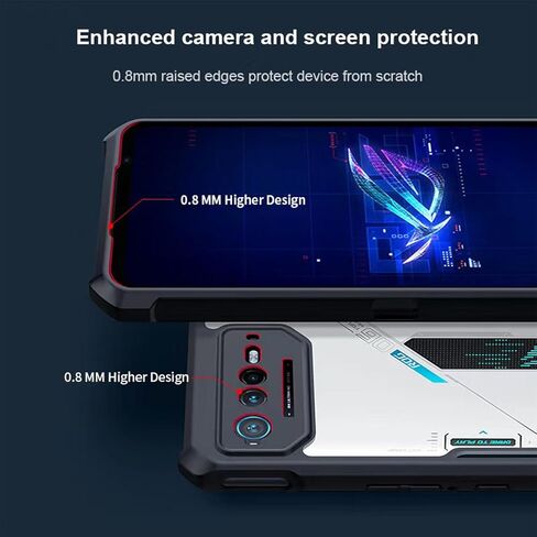 for ASUS ROG Phone 6/6 Pro 5G/6D Case,Ultra-Thin Transparent Cover Soft TPU Bumper + Acrylic Clear Back Military Grade Airbags Shookproof Drop Protection [1 Tempered Films],Black in Saudi Arabia