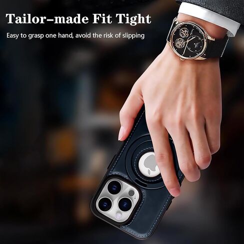 Compatible for iPhone 13 Leather Material Case, Metal Magnetic Folding Stand Case Cover-Black in Saudi Arabia