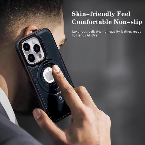 Compatible for iPhone 13 Leather Material Case, Metal Magnetic Folding Stand Case Cover-Black in Saudi Arabia