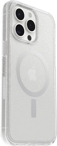 OtterBox iPhone 15 Pro MAX (فقط) حافظة شفافة من سلسلة Symmetry - STARDUST (شفاف/فضي)، مشبك على MagSafe، أنيق للغاية، حواف مرتفعة تحمي الكاميرا والشاشة in Kuwait