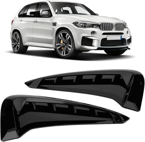 قطعتان من غطاء فتحة تهوية الجانب الأسود الخارجي الرائع لديكور السيارة، متوافق مع BMW X5 F15 2014-2018. شعارات الحاجز تقليم الشارات in Kuwait