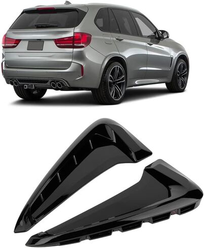 قطعتان من غطاء فتحة تهوية الجانب الأسود الخارجي الرائع لديكور السيارة، متوافق مع BMW X5 F15 2014-2018. شعارات الحاجز تقليم الشارات in Kuwait