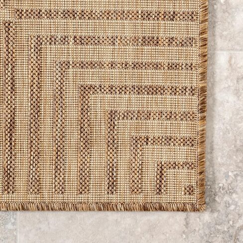 سجادة nuLOOM Asha ذات حدود بسيطة للأماكن الداخلية/الخارجية - سجادة منطقة داخلية/خارجية مقاس 5×8، سجاد كاجوال بني فاتح/عاجي لغرفة المعيشة، سطح الفناء، الشرفة الأمامية، المطبخ in Saudi Arabia