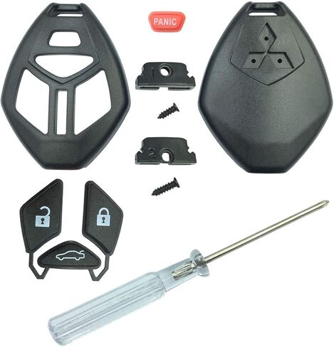 4 Buttons Cutting Not Required-Replacement Keyless Entry Remote Car Key Cover Housing casing with Button Pad Fits Mitsubishi Eclipse Lancer Endeavor Galant Outlander with Screwdriver, Black in Kuwait