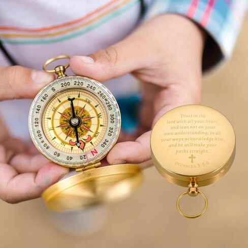 Engraved Compass Christian Gifts for Men Women, Confirmation Baptism Gifts Compass for Teen Boys Girls Teenagers, Christmas Xmas Gifts Religious Bible Verse Catholic Gifts Compass Hiking Survivals in Saudi Arabia