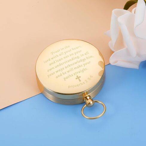 Engraved Compass Christian Gifts for Men Women, Confirmation Baptism Gifts Compass for Teen Boys Girls Teenagers, Christmas Xmas Gifts Religious Bible Verse Catholic Gifts Compass Hiking Survivals in Saudi Arabia
