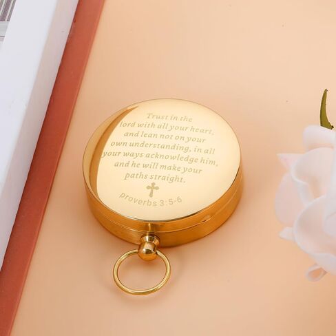 Engraved Compass Christian Gifts for Men Women, Confirmation Baptism Gifts Compass for Teen Boys Girls Teenagers, Christmas Xmas Gifts Religious Bible Verse Catholic Gifts Compass Hiking Survivals in Saudi Arabia