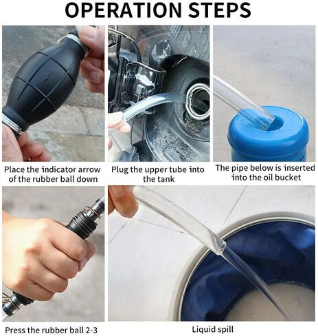 DEDC Manual Liquids Transfer Pump Kit, Hand Siphon Pump with 2 Durable PVC Hoses, Fuel Transfer Pump for Gasoline, Oil, Water, Diesel, Gas, Fluid in Saudi Arabia