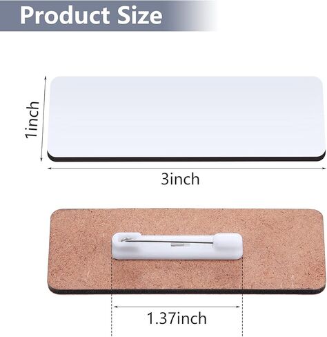 16 Pieces Sublimation Name Tag DIY Blank ID Name Badge with Round Corners Pin Custom Personalized Name Tag for School, Office (1.5 x 3 inch) in Saudi Arabia