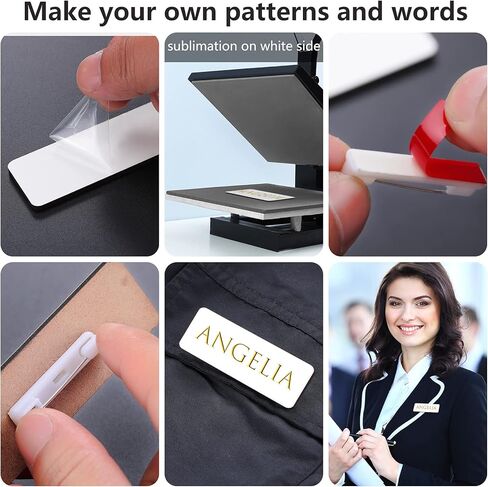 16 Pieces Sublimation Name Tag DIY Blank ID Name Badge with Round Corners Pin Custom Personalized Name Tag for School, Office (1.5 x 3 inch) in Saudi Arabia