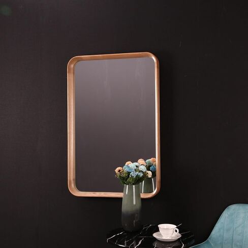 Square Mirror Hardwood Framed Walnut-Black Wall-Mounted Mirror 31.5x31.5 inches Natural Finish Suit for Modern/Nordic/Minimalist Room Décor in Saudi Arabia