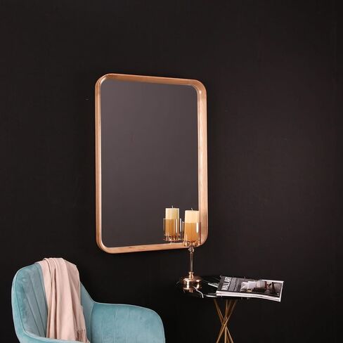 Square Mirror Hardwood Framed Walnut-Black Wall-Mounted Mirror 31.5x31.5 inches Natural Finish Suit for Modern/Nordic/Minimalist Room Décor in Saudi Arabia