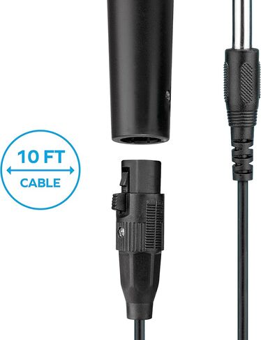 ميكروفون سلكي صوتي ديناميكي كوبي | جهاز استقبال الصوت للغناء والكاريوكي والتسجيل | ميكروفون كاريوكي للحفلات والسكن وأعياد الميلاد | ميكروفون مزود بمدخل Aux وكابل بطول 10 أقدام قابل للفصل لمكبرات صوت الحفلات in Kuwait