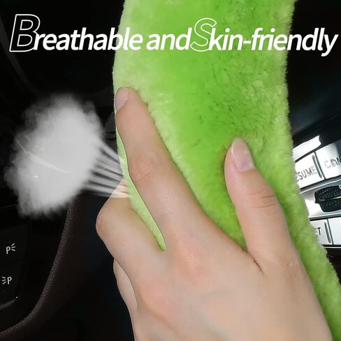 غطاء عجلة قيادة السيارة LLB، غطاء جلد الغنم من صوف الغنم الأصلي ذو نمط لطيف للنساء والرجال والفتيات، عجلة سيارة مضادة للانزلاق بمقاس 13.5-16.5 بوصة (الأمير الضفدع) in Kuwait