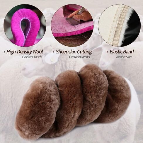 غطاء عجلة قيادة السيارة LLB، غطاء جلد الغنم من صوف الغنم الأصلي ذو نمط لطيف للنساء والرجال والفتيات، عجلة سيارة مضادة للانزلاق بمقاس 13.5-16.5 بوصة (الأمير الضفدع) in Kuwait