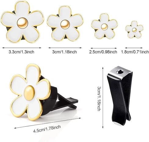 8 Pcs Daisy Flower Air Vent Clip Air Conditioning Outlet Clip Car Air Freshener Clips with Fragrance Cotton Pads for Car Air Vent Interior Decoration Accessories - Black&Purple in Saudi Arabia
