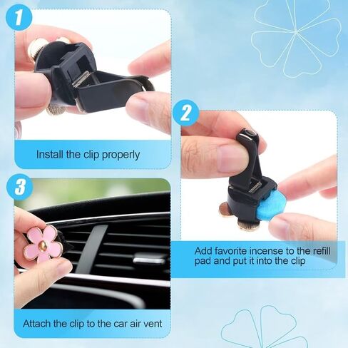 8 Pcs Daisy Flower Air Vent Clip Air Conditioning Outlet Clip Car Air Freshener Clips with Fragrance Cotton Pads for Car Air Vent Interior Decoration Accessories - Black&Purple in Saudi Arabia