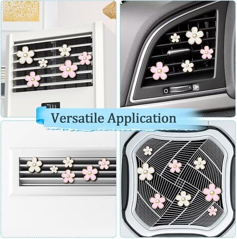 8 Pcs Daisy Flower Air Vent Clip Air Conditioning Outlet Clip Car Air Freshener Clips with Fragrance Cotton Pads for Car Air Vent Interior Decoration Accessories - Black&Purple in Saudi Arabia