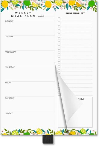 Meal Planner, Asten Weekly Menu Planner Notepad and Grocery List with Magnetic, Meal Planning Notepad with Pen Holder for Fridge, Dinner Planner with Tear Off Shopping List 7 x 10", 52 Sheet（Fruit） in Saudi Arabia