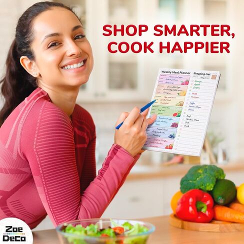Zoe Deco Weekly Meal Planner (Fruit, 7 x 10"), Magnetic Notepad for Refrigerator, Weekly Menu Planning Pad for Family, 52 Easy Tear-Off Sheets for Grocery/Shopping Lists in Saudi Arabia