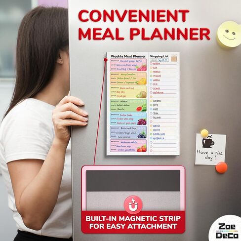 Zoe Deco Weekly Meal Planner (Fruit, 7 x 10"), Magnetic Notepad for Refrigerator, Weekly Menu Planning Pad for Family, 52 Easy Tear-Off Sheets for Grocery/Shopping Lists in Saudi Arabia