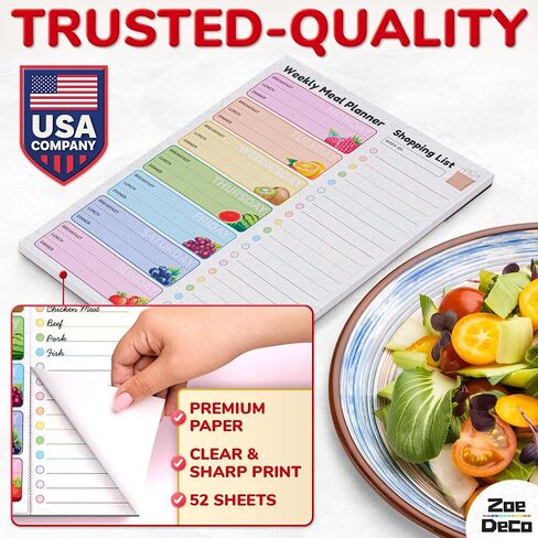 Zoe Deco Weekly Meal Planner (Fruit, 7 x 10"), Magnetic Notepad for Refrigerator, Weekly Menu Planning Pad for Family, 52 Easy Tear-Off Sheets for Grocery/Shopping Lists in Saudi Arabia