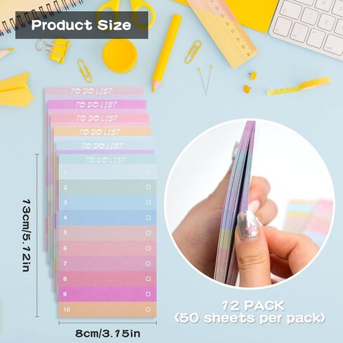 12 حزمة من مفكرة قائمة المهام، مفكرة قائمة التحقق اليومية، لوحة مذكرة مخططة، مفكرة صغيرة للتذكير بالأشياء التي يجب القيام بها للمعلم وزملاء العمل في المنزل والمكتب والمدرسة ومستلزمات الكلية، 600 قطعة in Kuwait