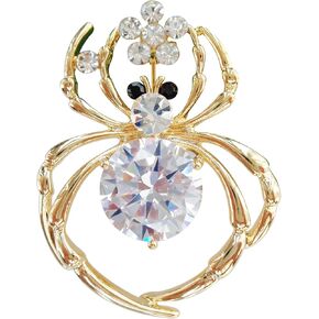 Navachi 18k Gold Plated Multi-Color Crystal Zircon Crystal Spider Brooch Pin