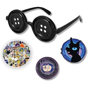 Coraline Button Eyes Glasses Seeing Stone Bracelet With Pins Halloween Cosplay Jewelry For Women