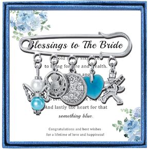 Something Blue Thistle Gifts for Scottish Bride to Be Bridal Shower Gifts Charm Wedding Pin for Her Wedding Keepsake Brooch Scottish Blessing