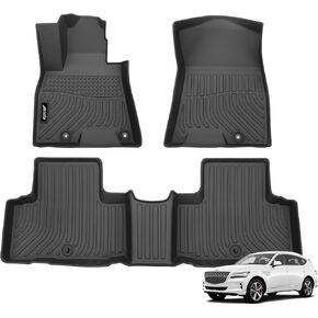Jenofa-Floor Mats for Genesis GV80 5 Seats 2021-2024 Floor Liner All Weather Car Mats Custom Fit GV80 Durable Waterproof Floor Liners Car Mat for 2024 GV80 5-Seater Accessories Black