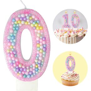 Zlongron Birthday Number Candles, Handmade Macaron 3D Flash Number 7 Candle, Suitable for Girls and Boys' Birthdays, Weddings, Anniversaries, Theme Party Cake Decorations