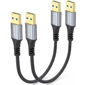FEMORO USB to USB Cable 3ft 2 Pack, USB A to USB A Cables USB 3.0 Male to Male Cord Double Sided USB Cords Data Transfer Gold-Plated Joint Compatible with PC Hard Disk Drive Laptop DVD Player Monitor
