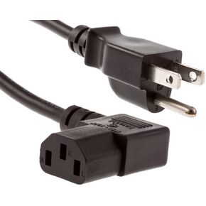 10 ft Right Angle Power Cord for PC Computer Monitor Printer, 10A/125V, 18 AWG, 5-15P to C13, Right Angle Computer Power Cord (NEMA 5-15P to IEC-60320-C13) Black Lifetime Wty