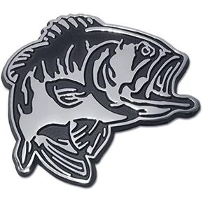 Bass Fish Premier Chrome Metal Auto Emblem