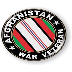 Afghanistan War Veteran 3D Domed CAR Emblem Badge Sticker Chrome Metal ROUND Bezel