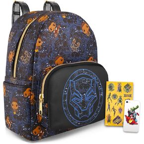 Black Panther Mini Backpack for Women - Bundle with 10" Loungefly Funko Black Panther Backpack Purse with Front Pocket Plus Stickers, More | Black Panther Backpack for Teens