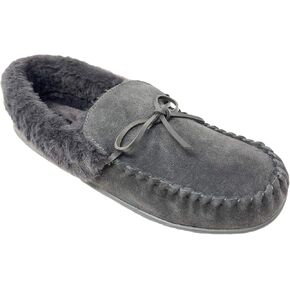 Clarks Women's Faux Fur Lined Moccasin House Shoe Indoor & Outdoor Slipper (7 Medium US, Grey)