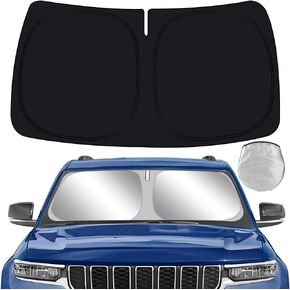 Car Sun Shade for Jeep Grand Cherokee 2011-2024, Grand Cherokee 4xe，Grand Cherokee L WK Auto Interior Accessories Foldable Sunshade Windshield Visor Cooler Protector Front Windows Cover Shield