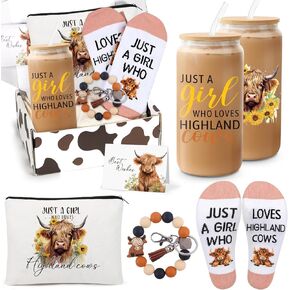UAREHIBY Highland Cow Gifts for Women,Cow Themed Gifts for Cow Lovers,Cow Stuff with 18 oz Cup,Cute Birthday Gifts for Cow Lovers,Christmas Gifts for Women,Cow Lover Gifts, Highland Cow Stuff