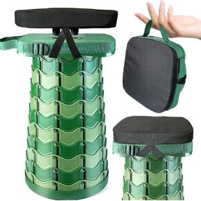 Collapsible Stool Bundle Set - Large Square Portable Folding Stool + Thick Seat Cushion - Great Value Pack for Camping Travel Gardening