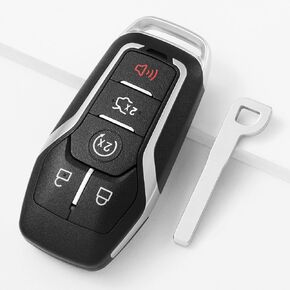 Key Fob Shell Case Replacement Fits for Ford Mustang Fusion Edge Explorer F150 F250 F350 Lincoln MKZ MKC 2013 2014 2015 2016 2017 5 Buttons Pad Cover Keyless Entry Remote Control M3N-A2C31243800